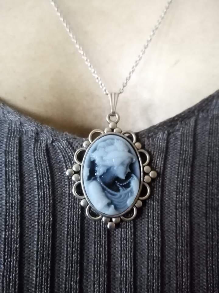 Blue Cameo statement Necklace