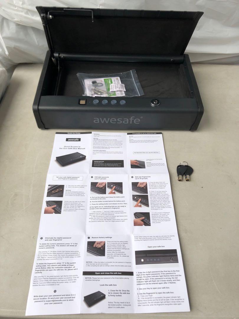 Genuine Wide Model AWESAFE Heavy Duty Steel 2 Gun Pistol Safe with