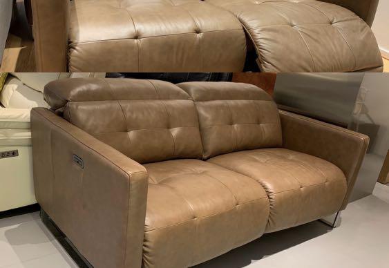 MORRISOFA Real Leather Auto Recliner Sofa Loveseat