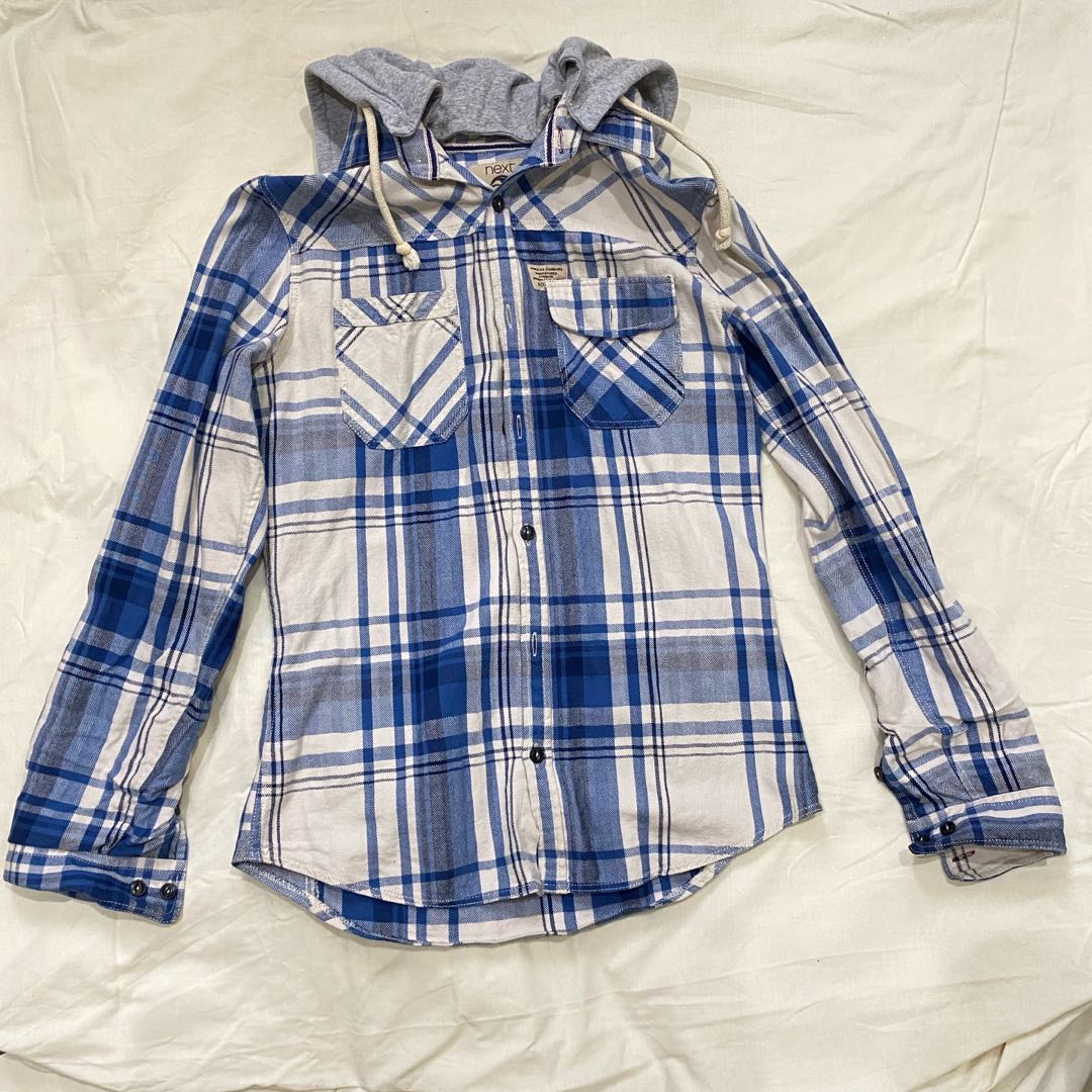 Hoodie Flannel Blue Brand NEXT Man 