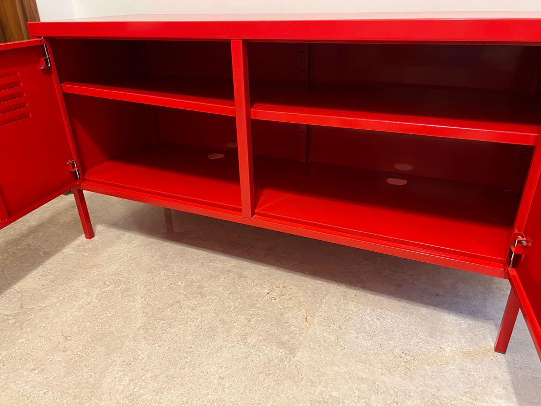 Ikea TV console red full metal locker style, Furniture & Home Living