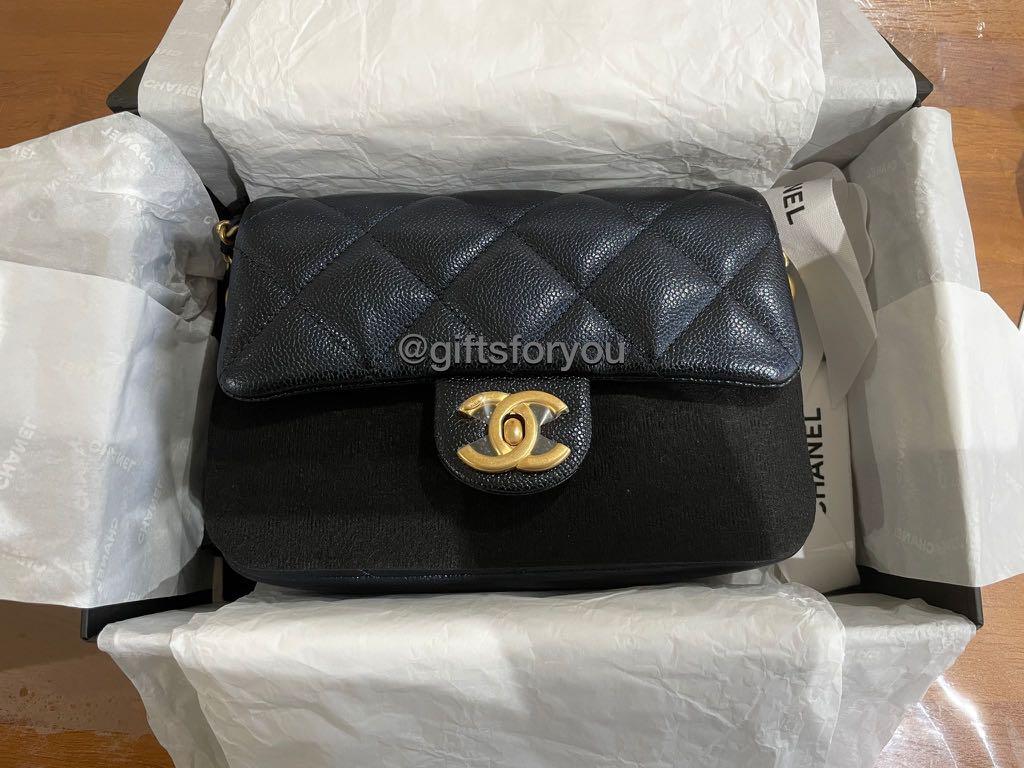 CHANEL Crumpled Lambskin Quilted Mini CC Links Top Handle Flap Black 936350
