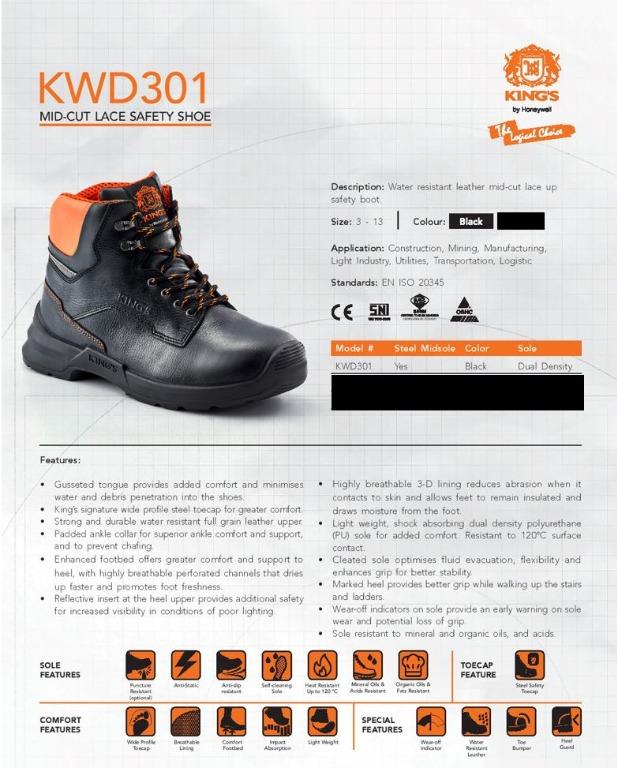 King's KWD301 Safety Shoe, Beauty & Personal Care, Foot Care on Carousell