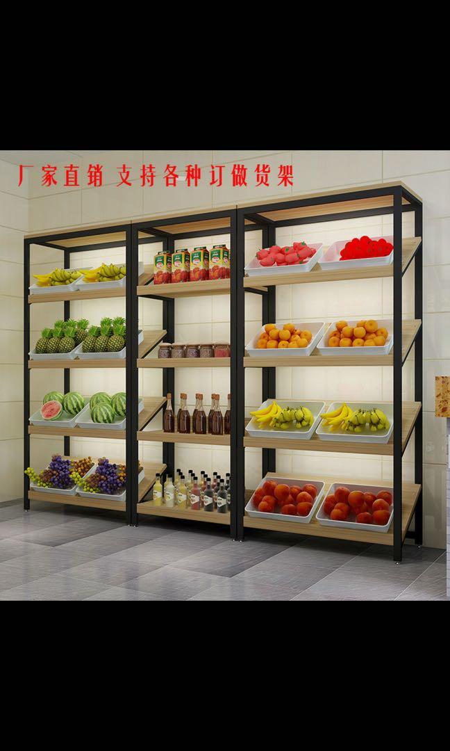 Light wood Fruits shelf display, Furniture & Home Living, Furniture