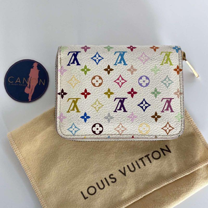 Authentic Louis Vuitton Multicolor Monogram Zippy Coin Purse White M93741  COA