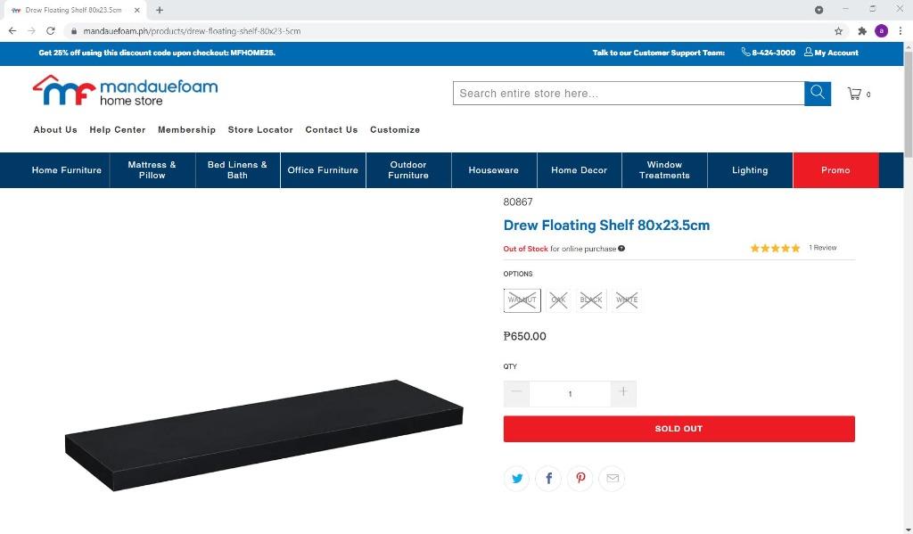 Mandaue Foam Floating Shelf, Furniture & Home Living, Furniture