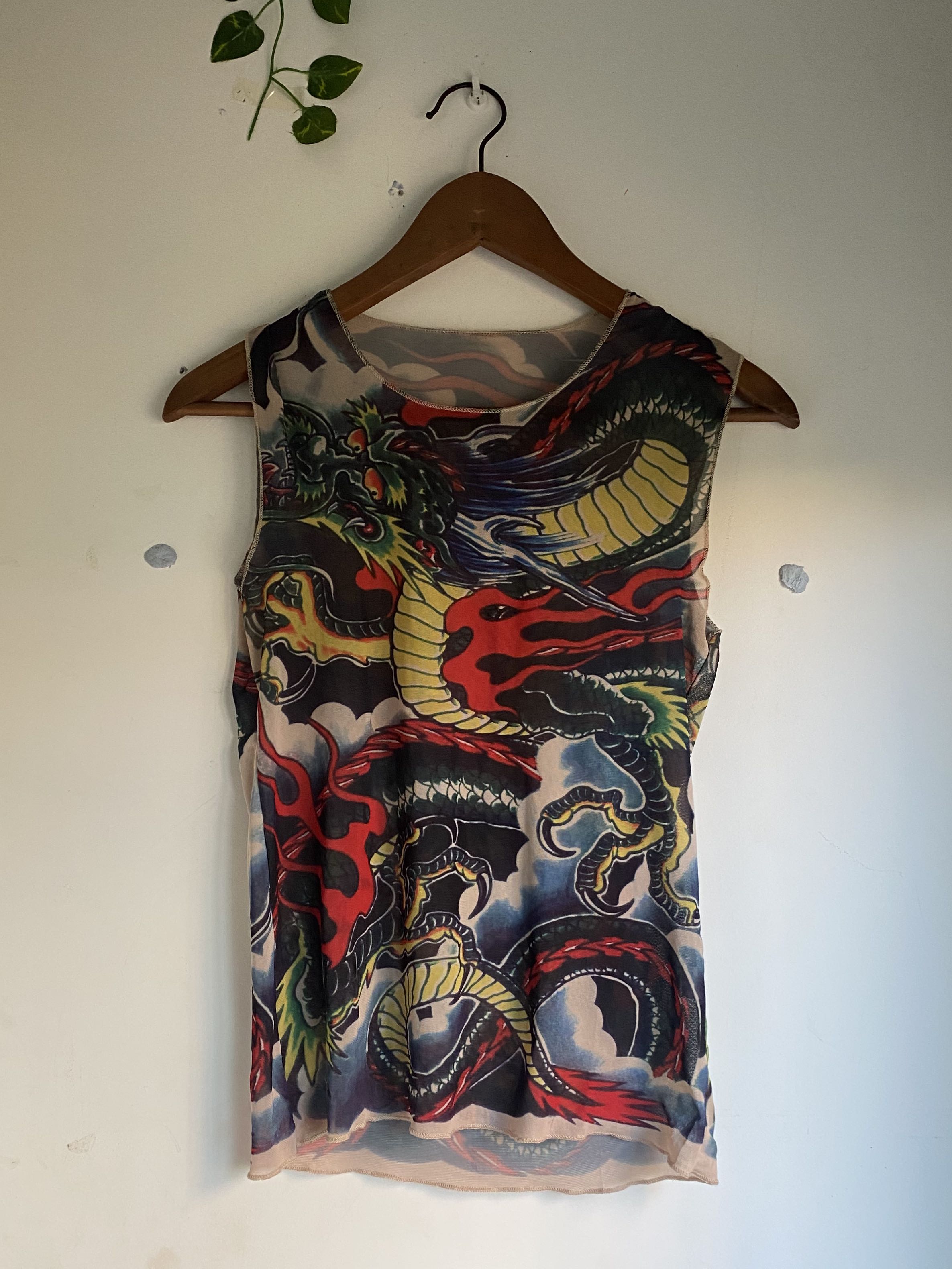 Mesh Tattoo Top, Women's Fashion, Tops, Sleeveless on Carousell