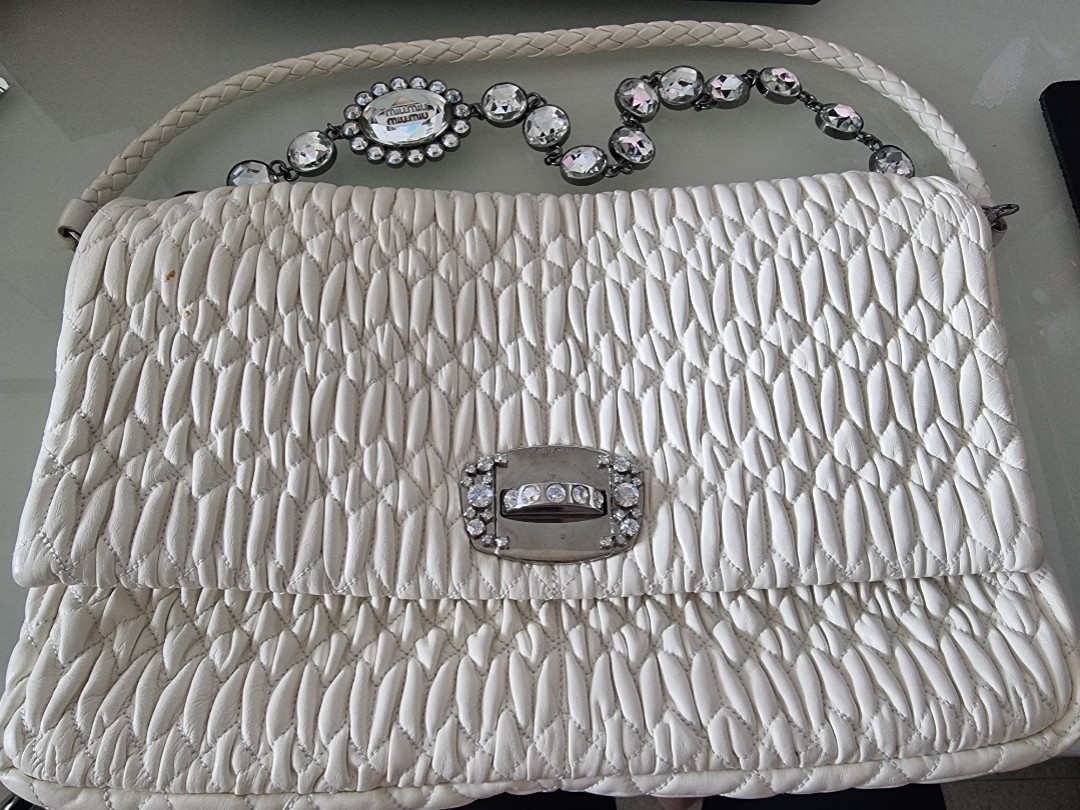Miu miu crystal shoulder nappa leather bag Luxury Bags Wallets