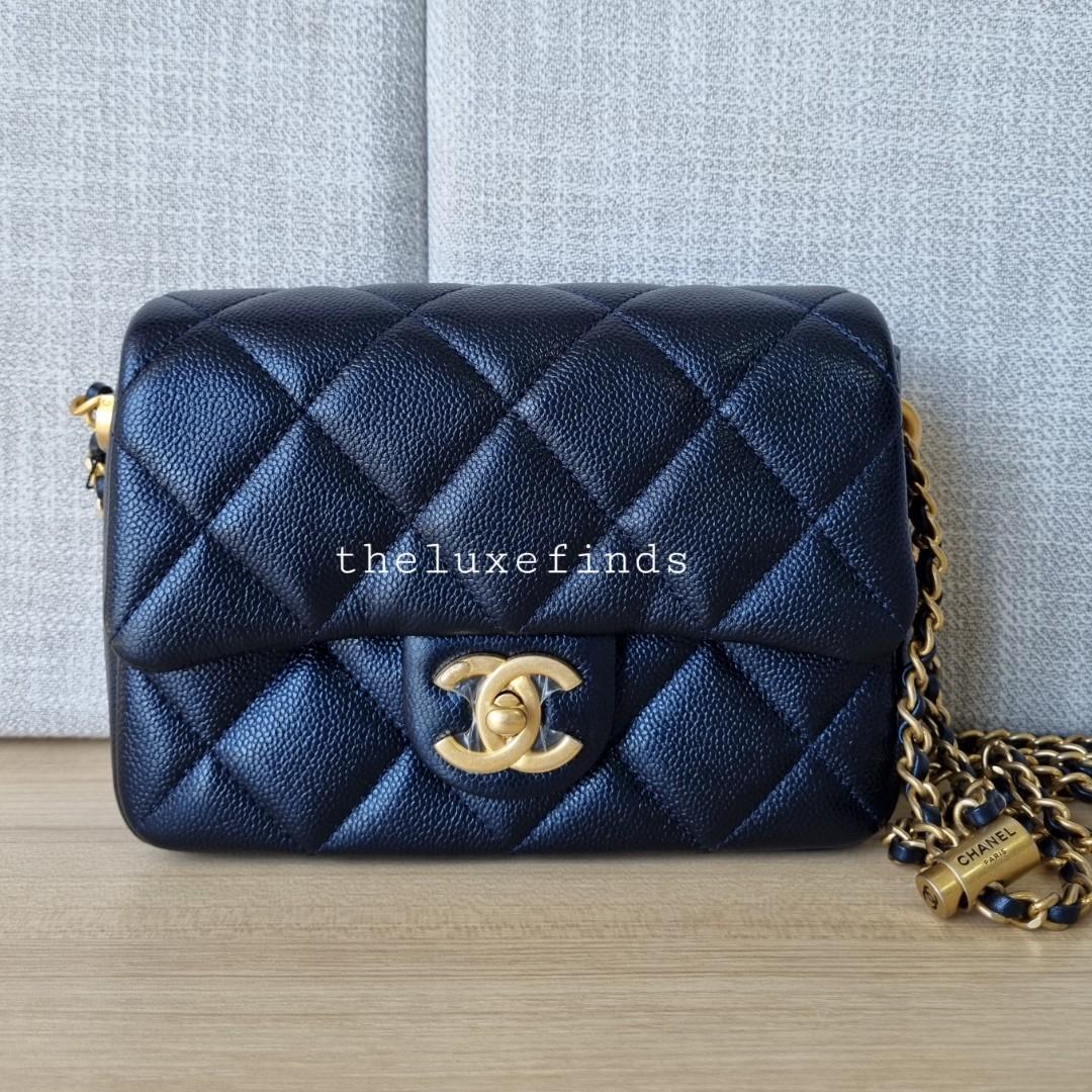 🦄💖Chanel 21K My Perfect Mini Flap Bag (Iridescent Black, Caviar