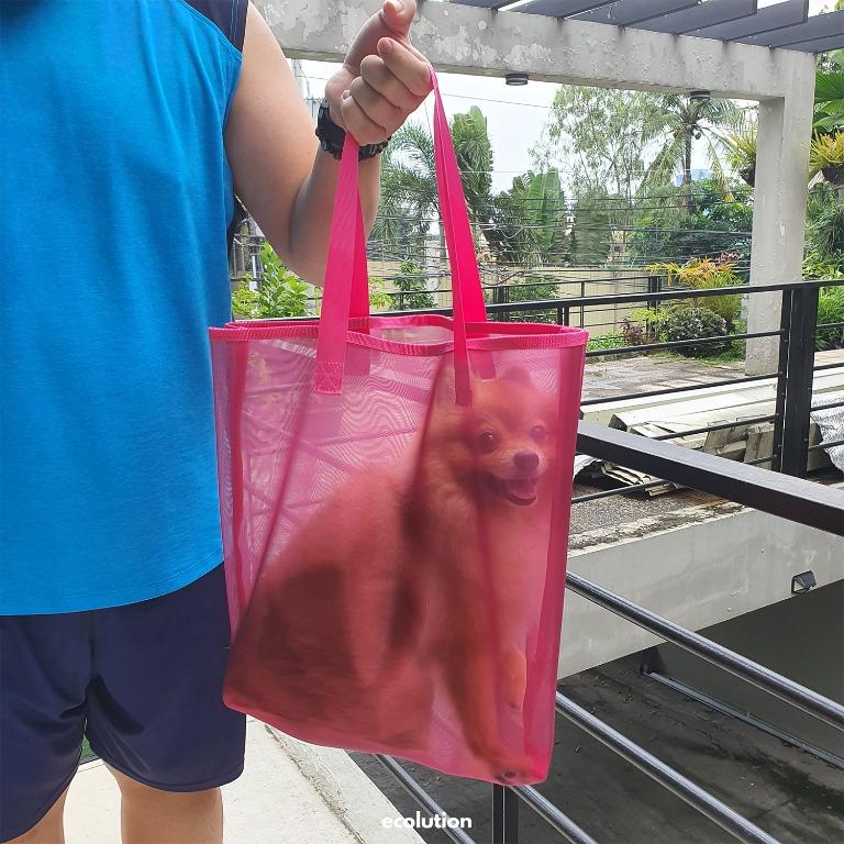 Multipurpose Mesh Tote Bag Beach Pet Shoulder (Category: Tote Bags) located in Manila. Submitted by ecolutionph (Listing ID 1118321989, Image 2). Description: - Multipurpose bag - Material: mesh nylon & cotton straps - Size: --> Width: 36cm --> Length: 43cm --> Base Width: 15cm --> Base Length: 43cm --> Strap: 60cm - Design: hard mesh structure so bag does not collapse - Usage: --> Covid essential bag --> Daily bag --> Shopping bag --> Grocery ba