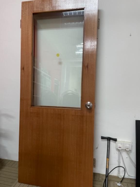 Pintu Kayu Cermin Office Wooden Door Glass Frame Home Furniture Furniture On Carousell