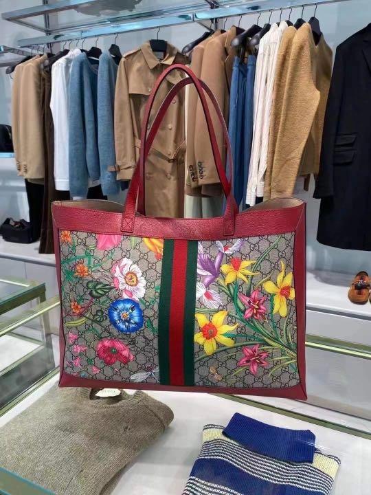 PREORDER Gucci Ophidia GG supreme tote bag floral red Luxury