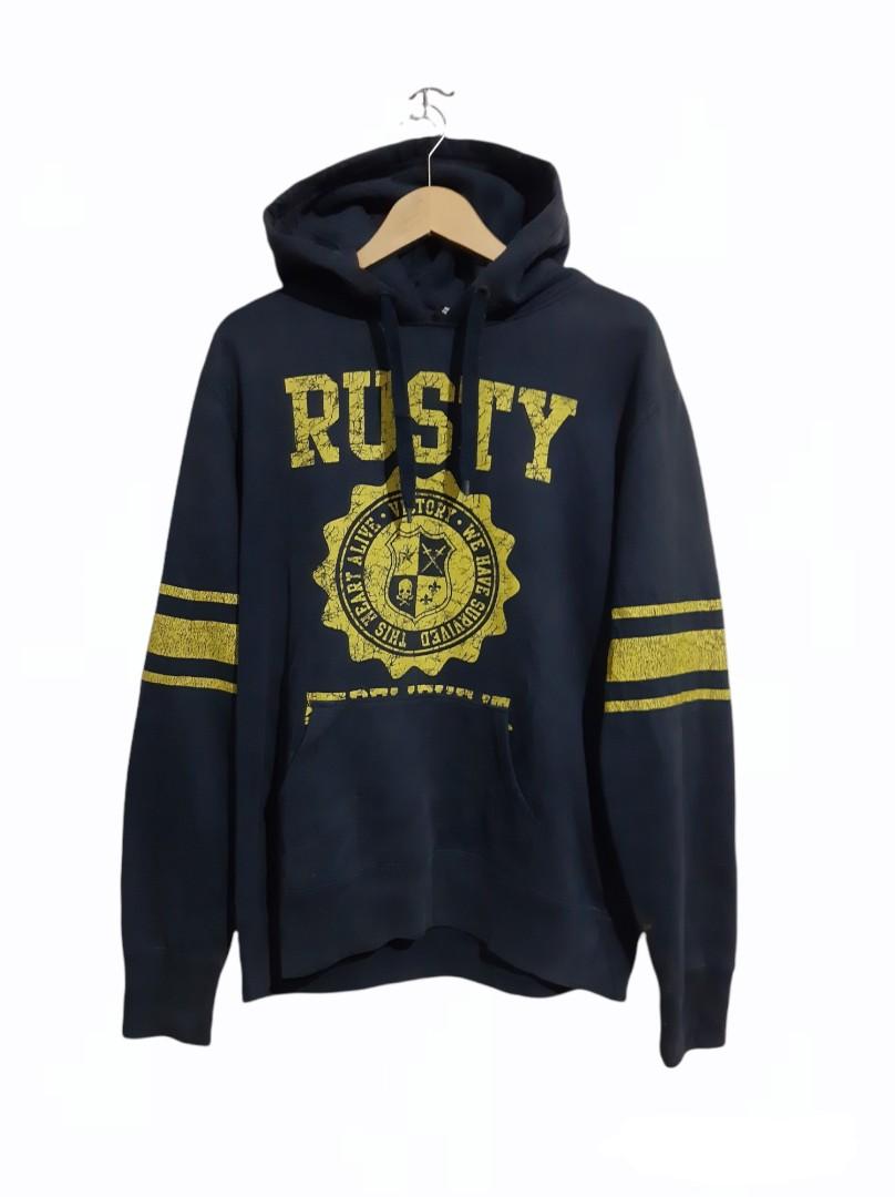 Rusty Mens Original Logo Fleece Hoodie Traditional Fit Sweatshirt Rusty Mens Original Logo Fleece Hoodie Traditional Fit Sweatshirt