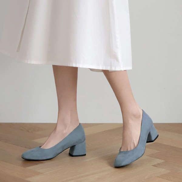 SAPPUN] Baby blue Lavesom (5cm) - suede shoes Square, Women's Fashion,  Footwear, Heels on Carousell