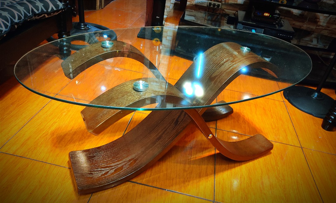 unique center table, malaysian wood temperd glass, Furniture & Home