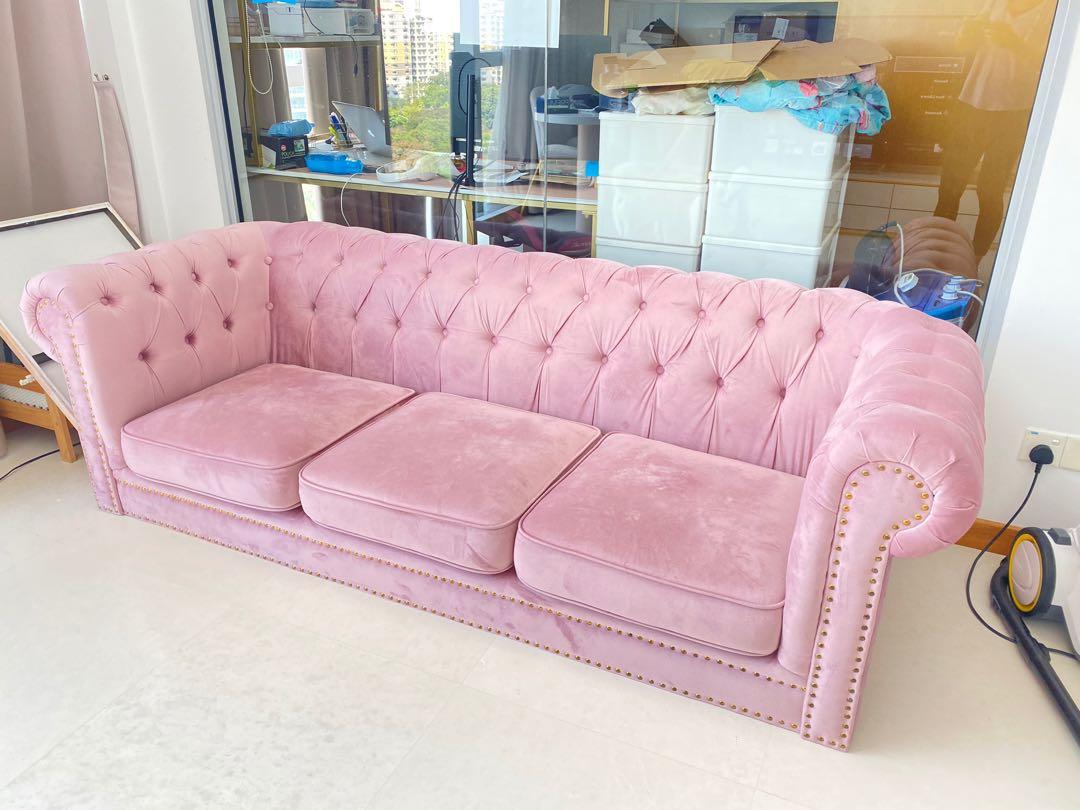 Pink suede sofa hotsell