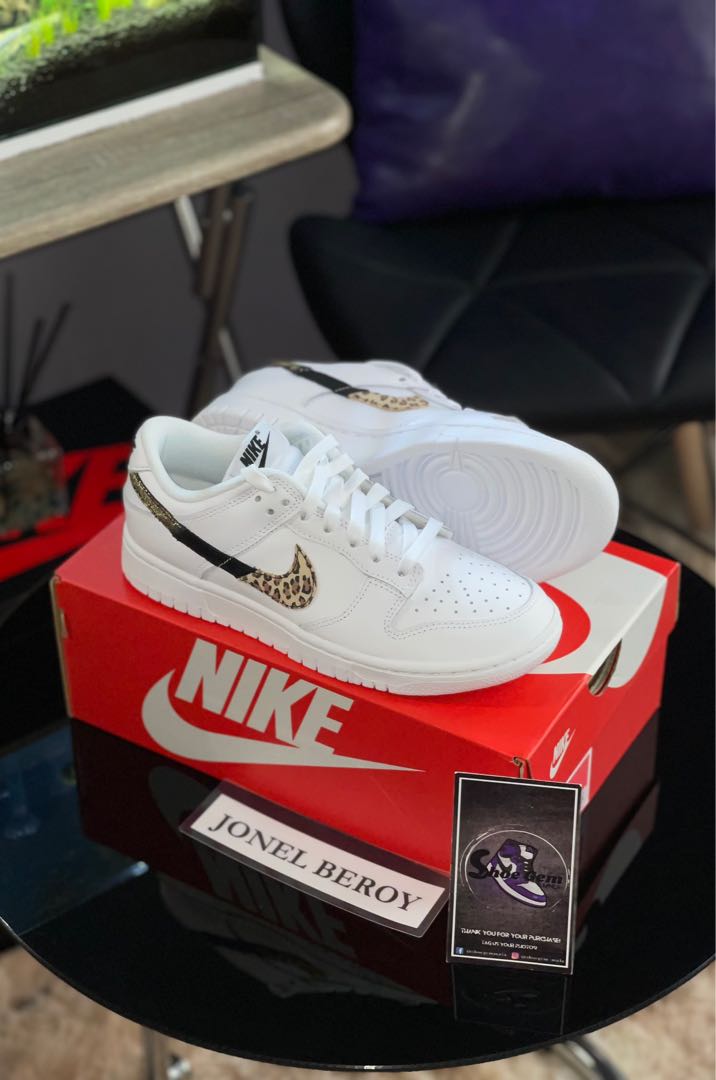 nike dunk low leopard white
