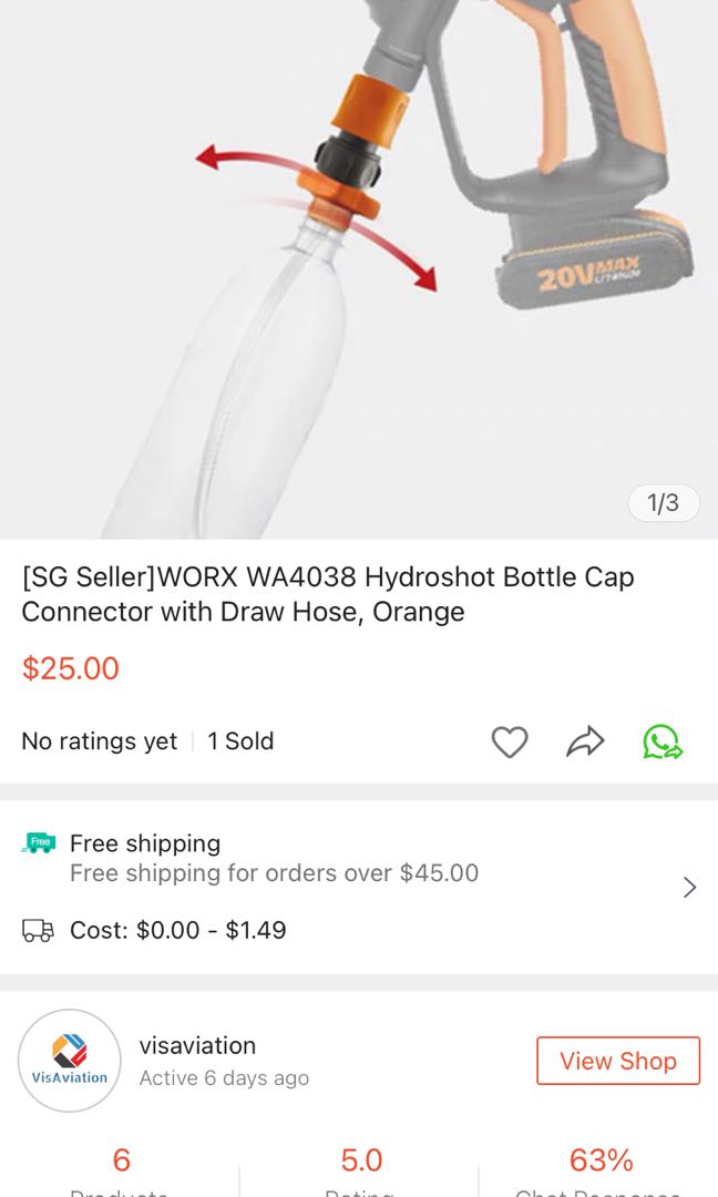 Worx Hydroshot Cola Bottle Adaptor Car Accessories Accessories on Carousell
