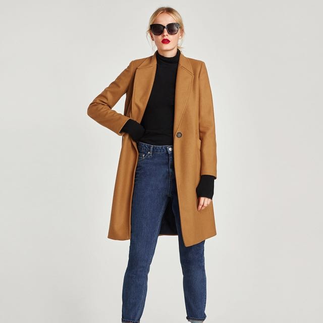 Zara ladies camel coat best sale