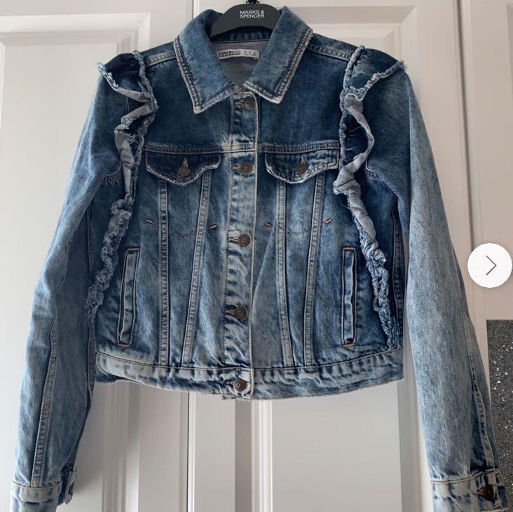 Frill denim jacket zara top