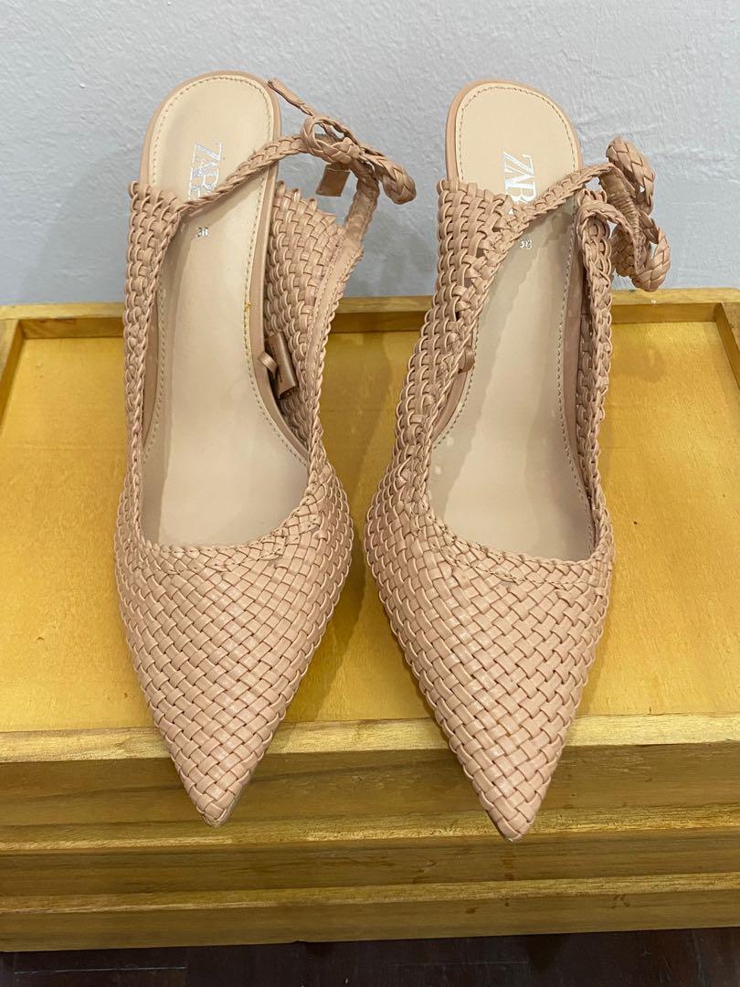 Zara Woven Heels Women s Fashion Footwear Heels on Carousell