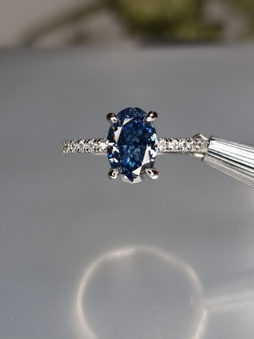 1.80ct Oval Vivid Deep Blue Moissanite Ring Women s Fashion Jewelry Organisers Rings on Carousell