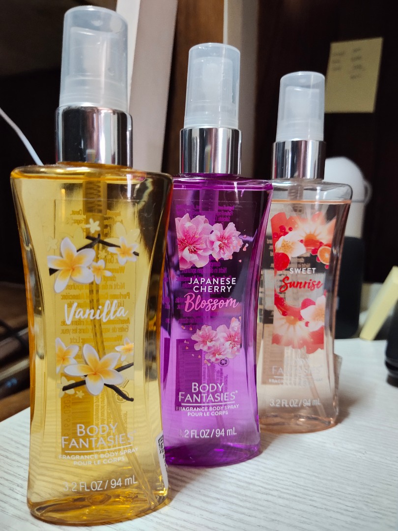 Body Fantasies Vanilla, Japanese Cherry Blossom, and Sweet Sunrise,  Beauty  Personal Care, Fragrance  Deodorants on Carousell