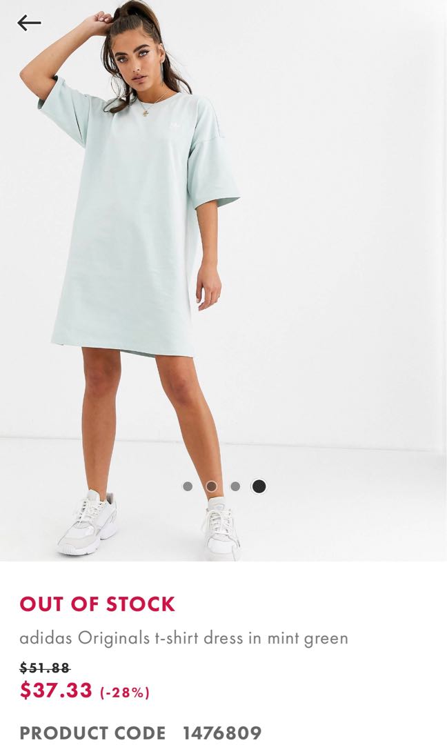 Adidas originals t-shirt dress in mint green clearance