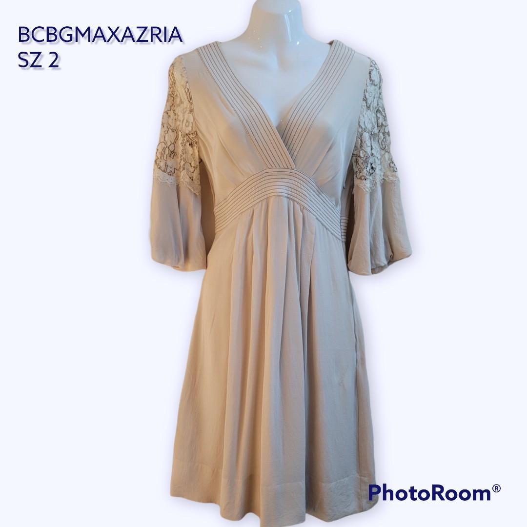 BCBGMAXAZRIA Beige Silk Cocktail 3/4 Bell Sleeves Dress, Women's Fashion,  Dresses & Sets, Traditional & Ethnic wear on Carousell
