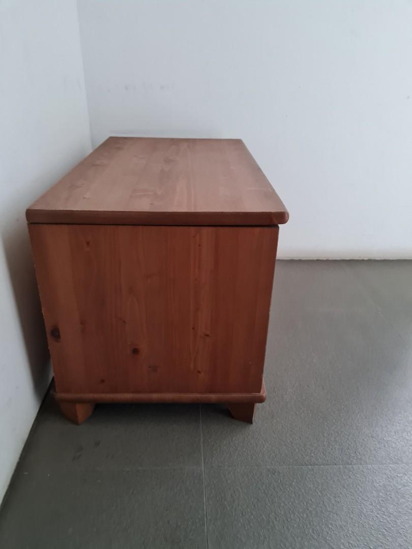 Ikea Diktad solid pine wooden chest ottoman antique, Furniture & Home