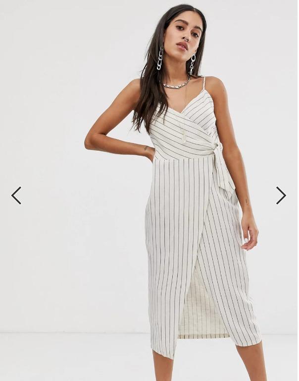 Bershka wrap dress in ecru Women s Fashion Dresses Sets Dresses on Carousell