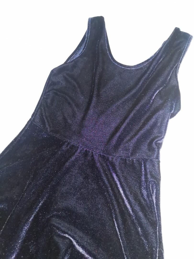 blue velvet skater dress