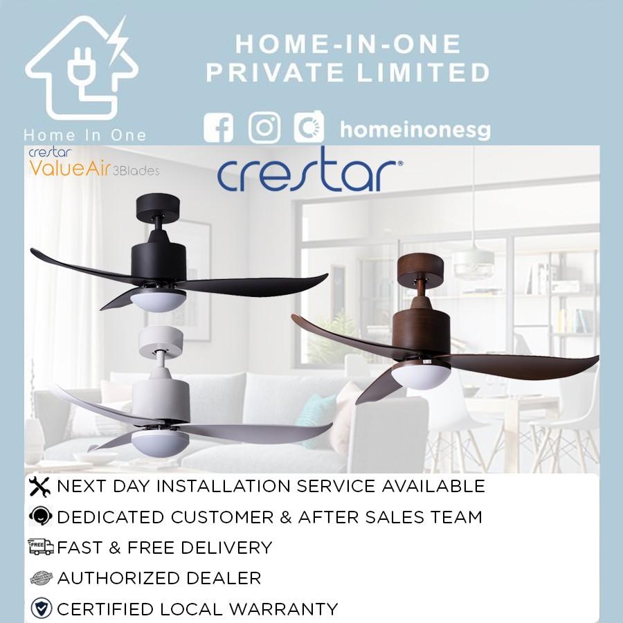 Ceiling Fan Crestar Valuair 5 Blades LED light + REMOTE CONTROL + DC
