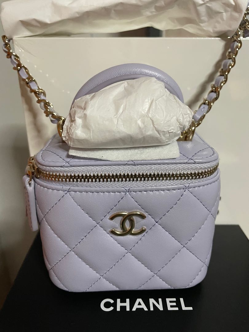 Chanel Vanity with Chain (Top Handle), light purple, Luxury, Bags