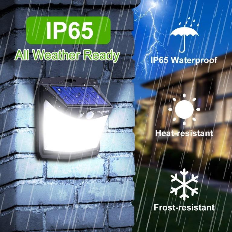 Claoner Solar Lights Outdoor, [128 LED/4 Packs] Solar Motion Sensor Lights  Working Modes Outdoor Lights with 270° Wide Angle Wireless IP65  Waterproof Solar Security Lights for Deck Garden Balcony, Furniture 