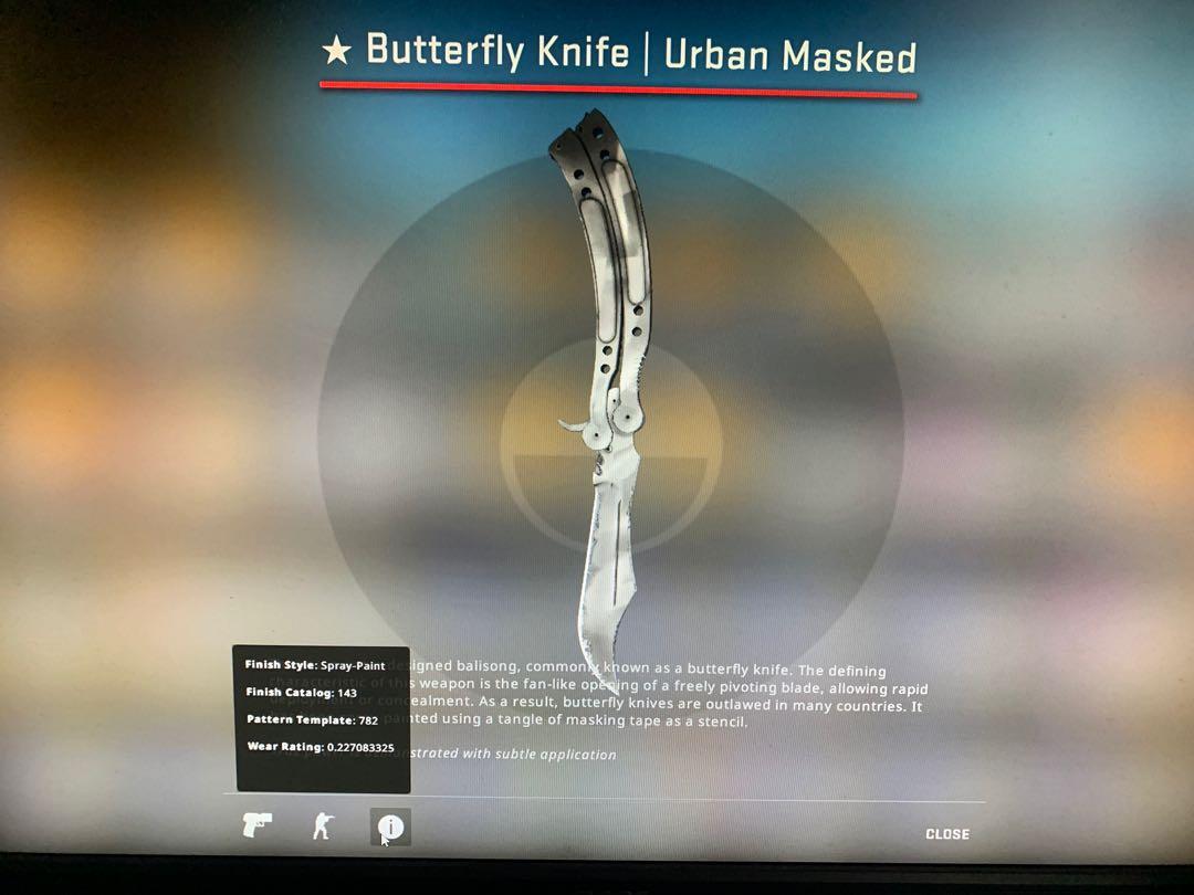 Csgo Butterfly knife Urban Masked, Video Gaming, Gaming Accessories, In