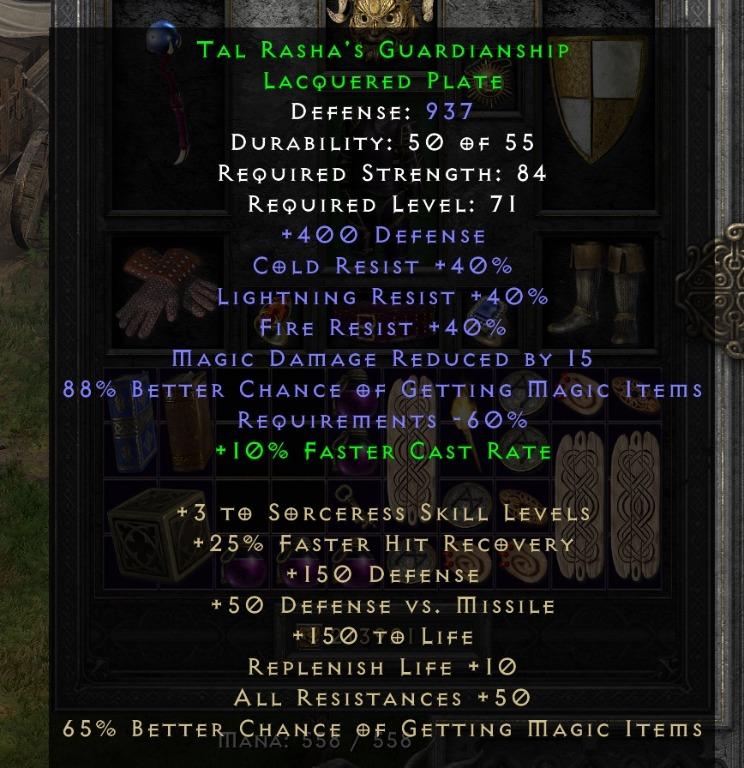 Diablo 2 Resurrected Tal Rasha Armor, Video Gaming, Gaming Accessories