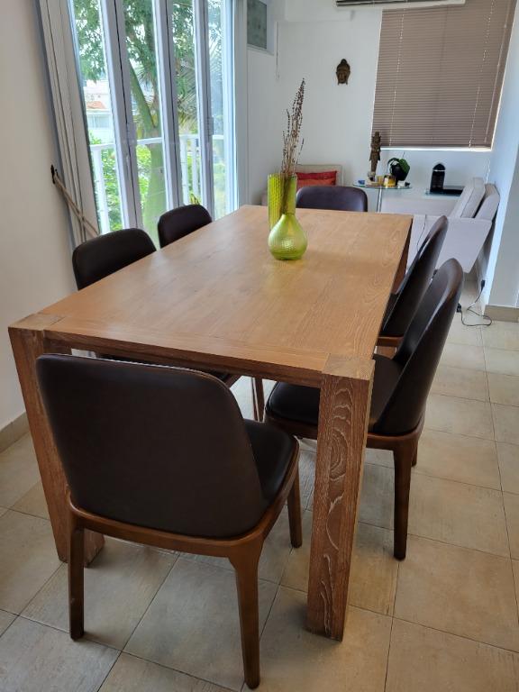 Dining Table And 6 Chairs, Large Square Oak Dining Table Seats 8