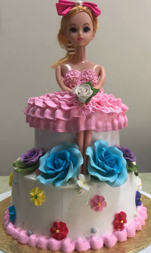 Pink Swirls Doll Cake - The Cake World Shop