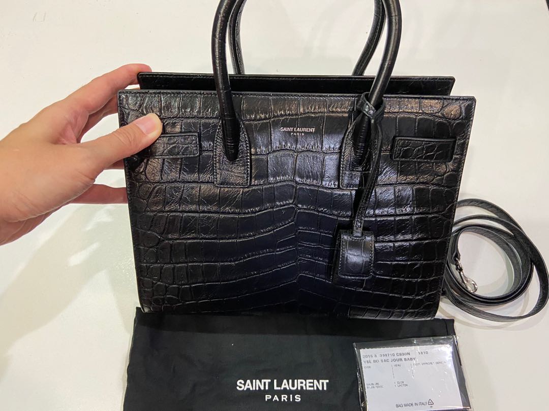 Excellent Preloved Condition Ysl Saint Laurent Baby Sac De Jour Tote Bag  Black Croc Stamped Leather Silver Hardware, Luxury, Bags & Wallets On  Carousell