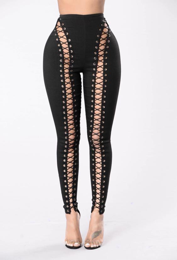 FASHION NOVA Lace Up Pants, Women's 