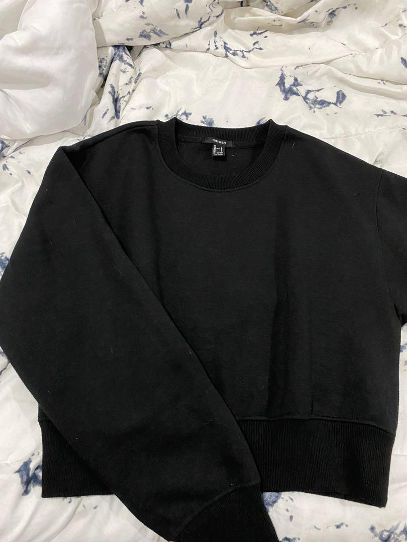 Forever 21 black cropped sweater sale