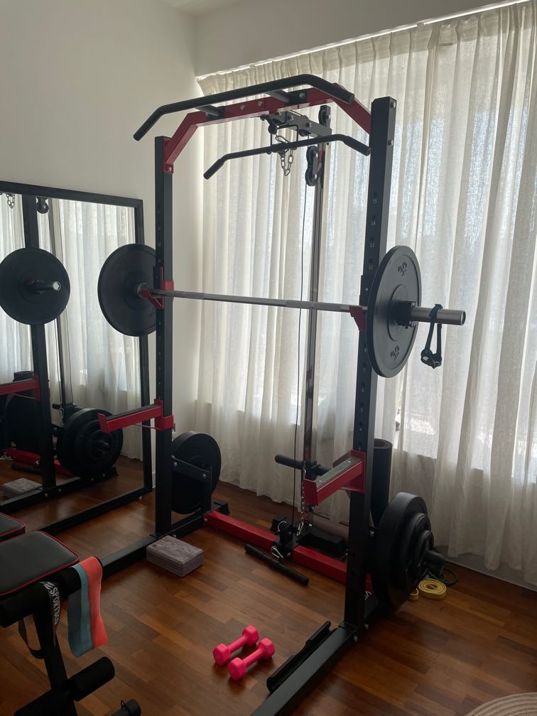 Squat Rack + Lat Pulldown + Row machine, Sports Equipment, Exercise