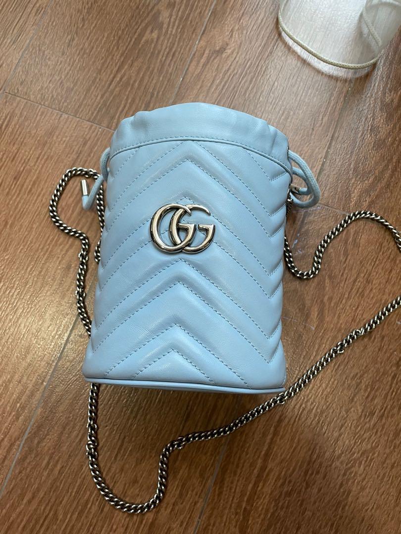 Gucci Marmont Sky blue mini bucket bag