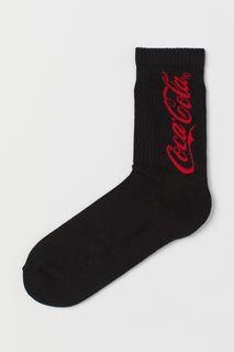 H&M Black Coca-Cola Motif-Detail Socks