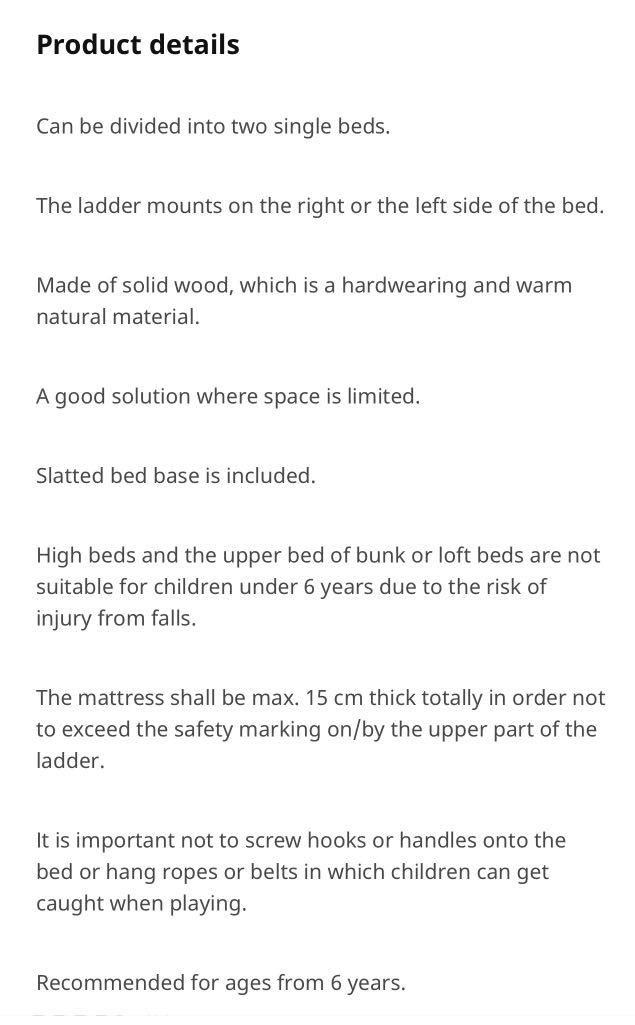 Ikea Norddal Bunk Bed with mattress, Furniture & Home Living, Furniture