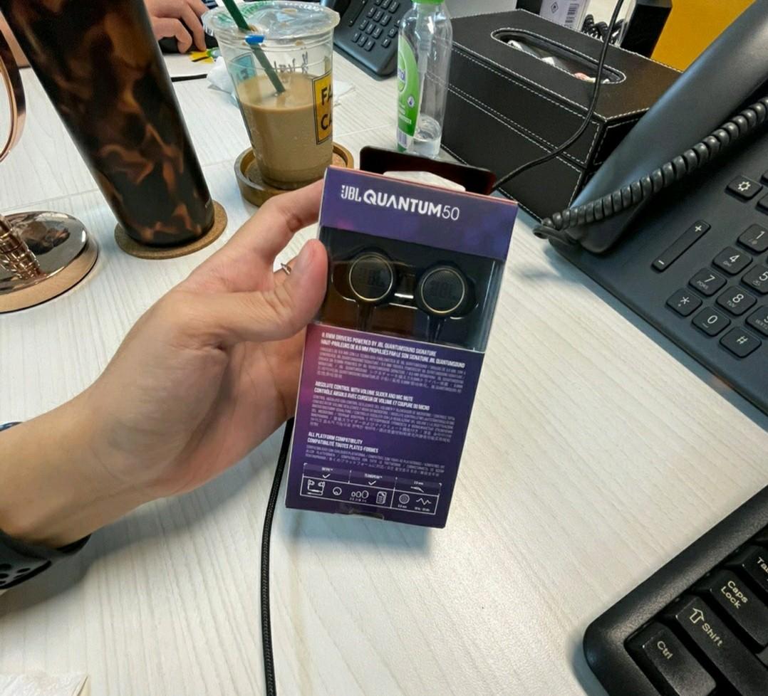 JBL Quantum 50 Wired In-Ear Gaming Headset with volume slider and