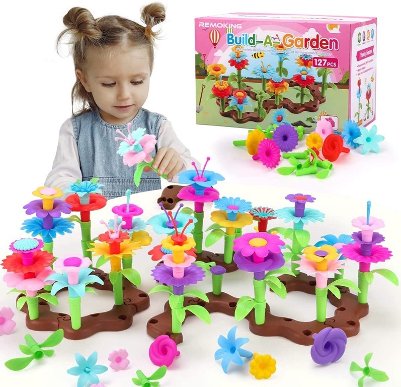 REMOKING 127PCS Flower Garden Building Toys,Educational Building Blocks Toy Set 