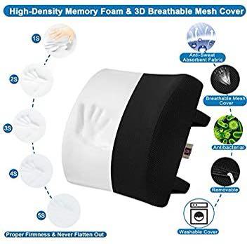 LoveHome Memory Foam Lumbar Support Back Cushion with 3D Mesh Cover Balanced Firmness Designed for Lower Back Pain Relief Ideal Back Pillow for Computer Office Chair Car Seat Recliner Free Next Day D...