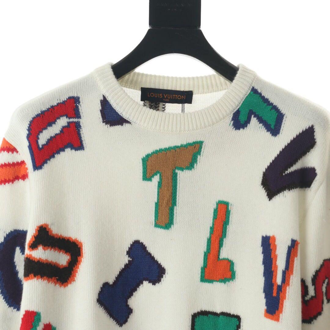 LOUIS VUITTON x NBA Letter Crewneck Knit sweater Brown Multi M Genuine /  31883